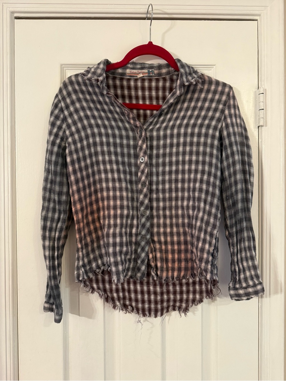 Vintage Havana Gray Plaid Button-Down with Tan Ombre